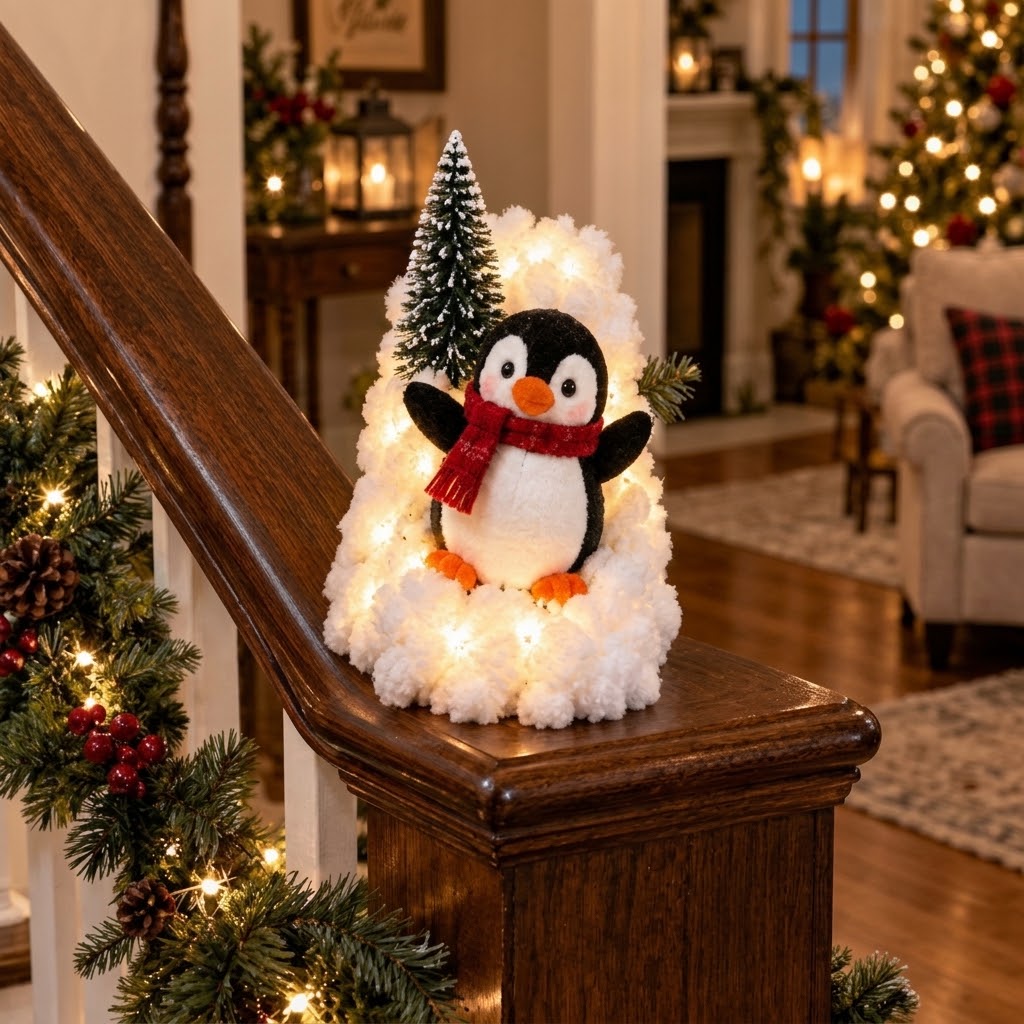 🔥Light-Up Penguin Christmas Stair Decor🔥