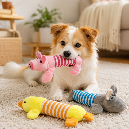 Squeaky Plush Pet Toy – Soft Interactive Chew Toy