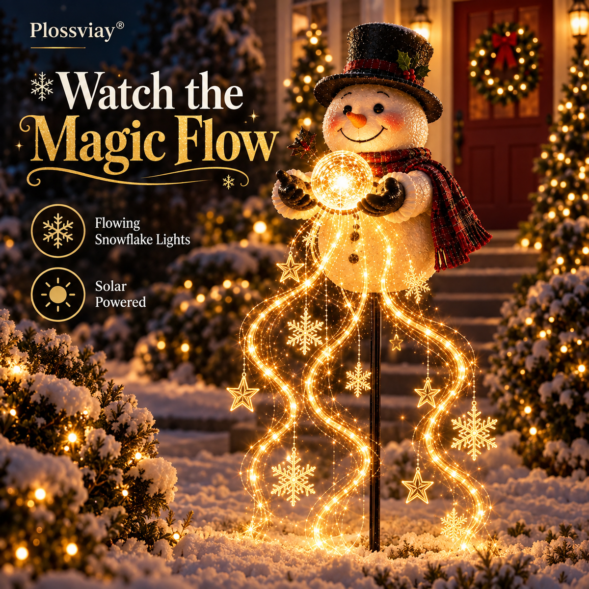 🎄50% OFF🎄Snowman Magic Fountain-Flowing Snowflake LED Christmas Garden Light