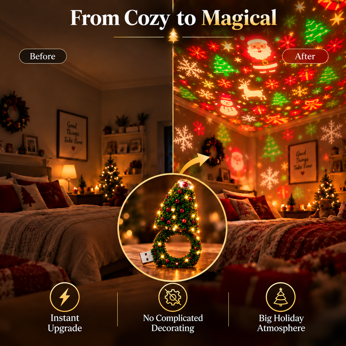 🎄 Christmas Tree Projection Light ✨ – Festive Holiday Room Decor 🎅