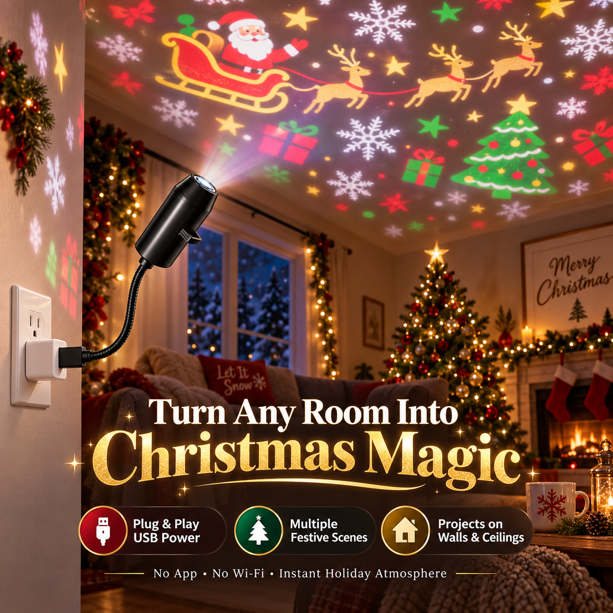🎄Early Christmas Sales 50% OFF🎄 —Christmas Magic Projector – Plug In & Transform Any Room in Seconds
