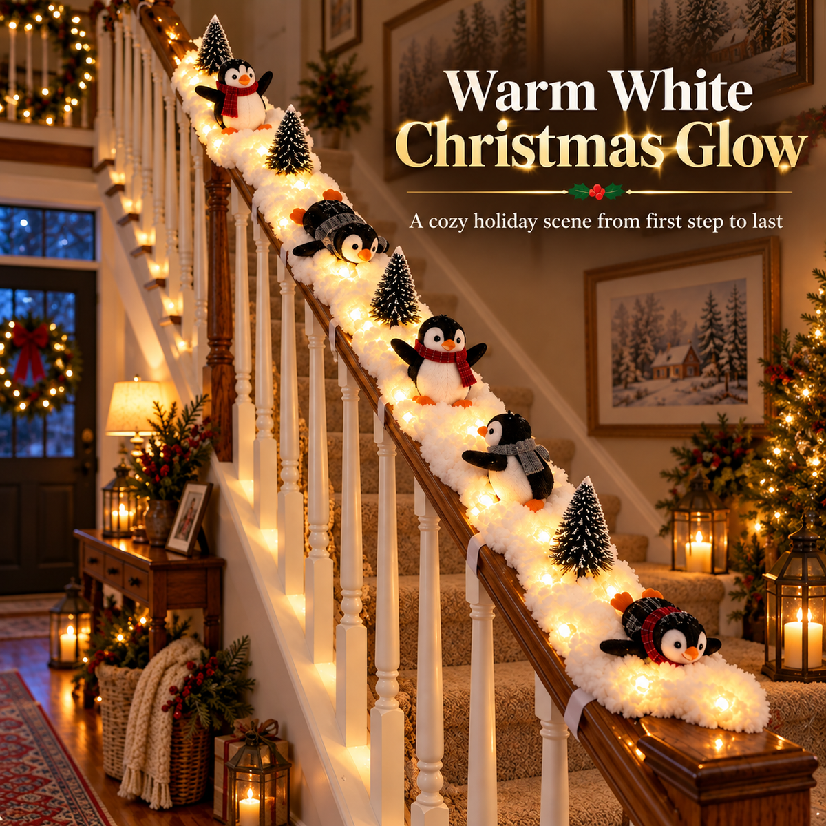 🔥Light-Up Penguin Christmas Stair Decor🔥
