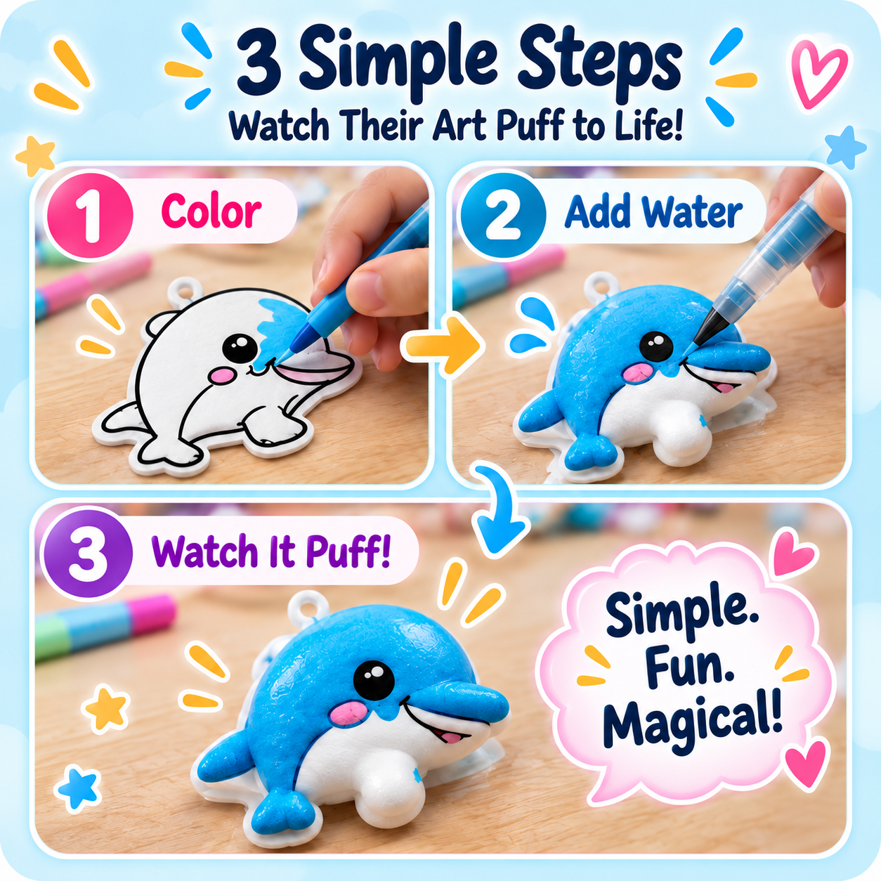 Color add water and watch art puff into 3D