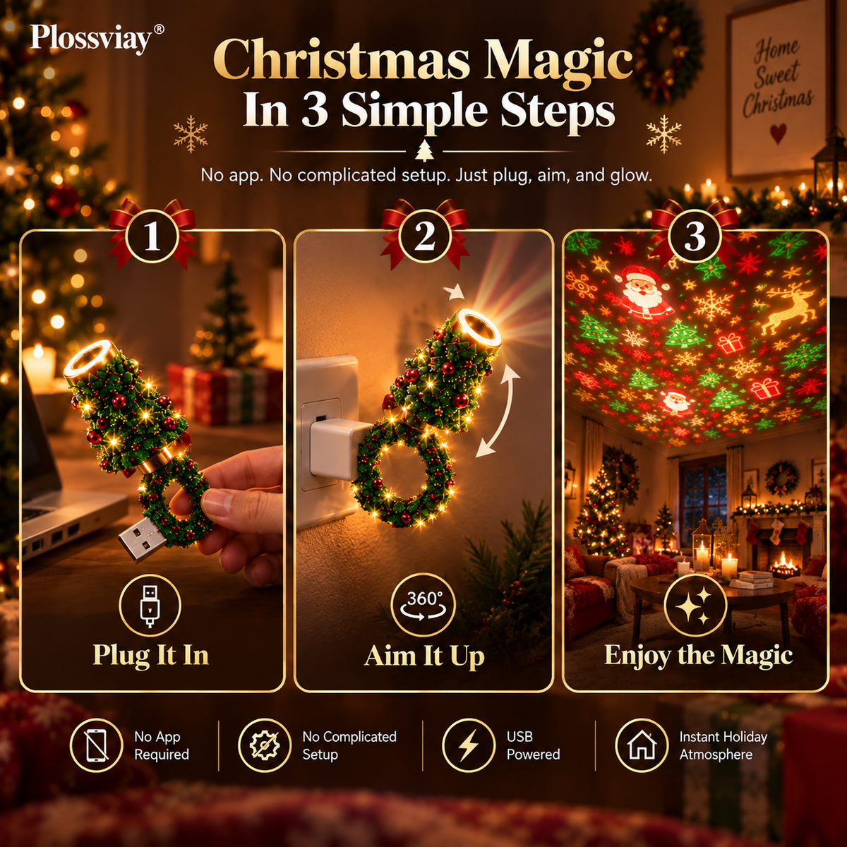 🎄 Christmas Tree Projection Light ✨ – Festive Holiday Room Decor 🎅