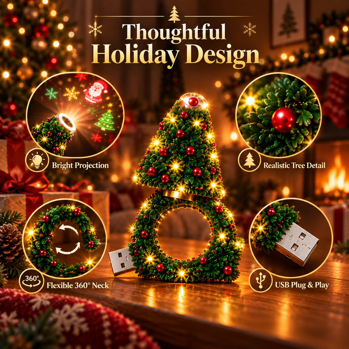 🎄 Christmas Tree Projection Light ✨ – Festive Holiday Room Decor 🎅