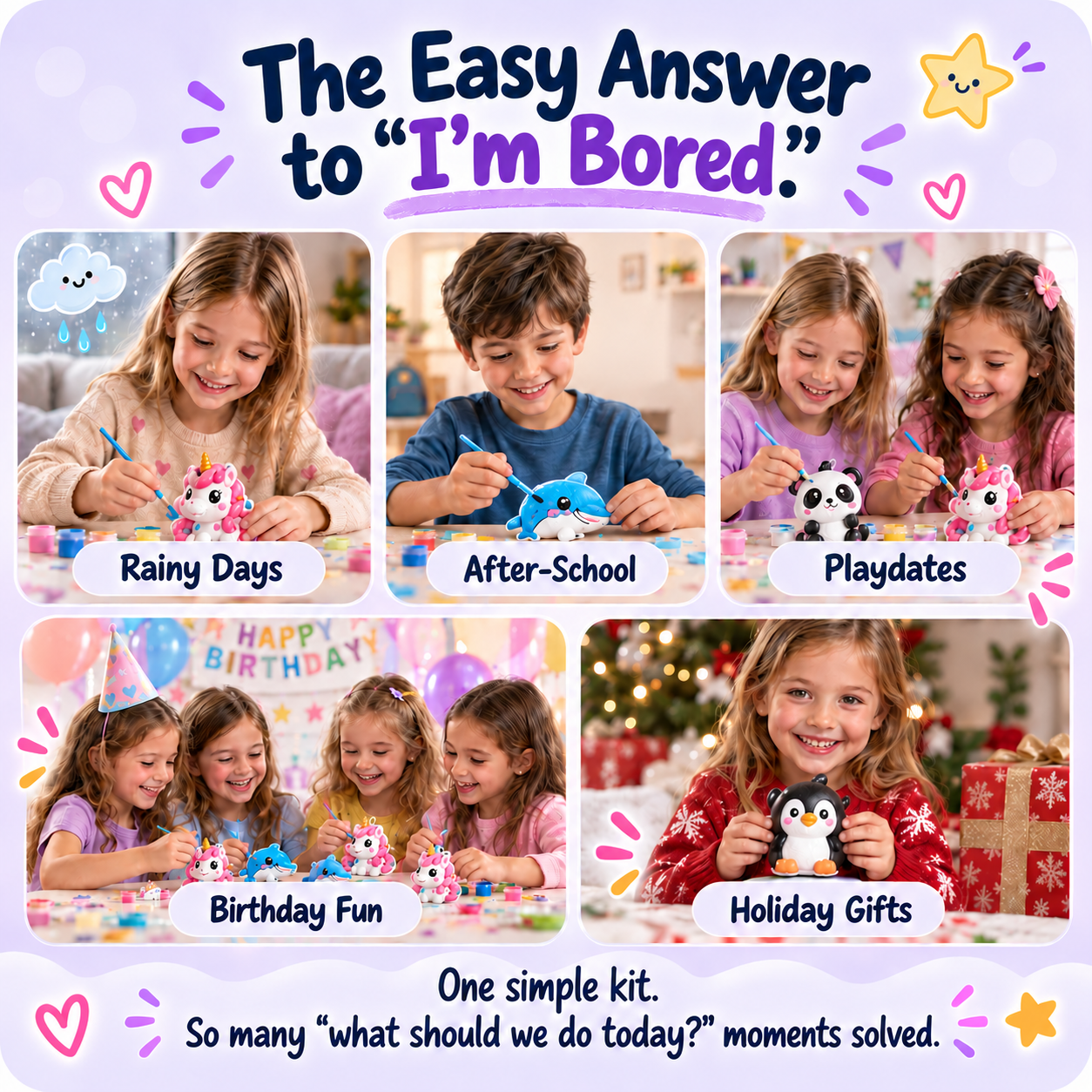 Kids enjoying puffy art during different occasions