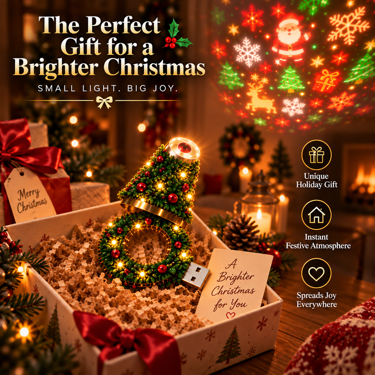 🎄 Christmas Tree Projection Light ✨ – Festive Holiday Room Decor 🎅