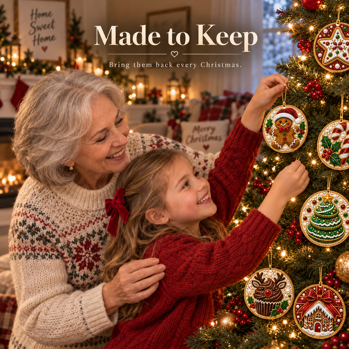 🎁 6-Pack DIY Christmas Tree Ornaments ✨ Wooden Diamond Painting & Rhinestone Craft Kit