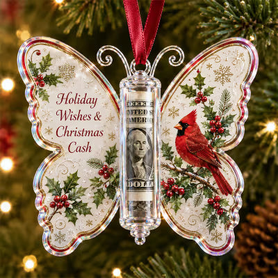🦋 Christmas Cash Gift Butterfly Ornament – Holiday Money Holder Keepsake 💵
