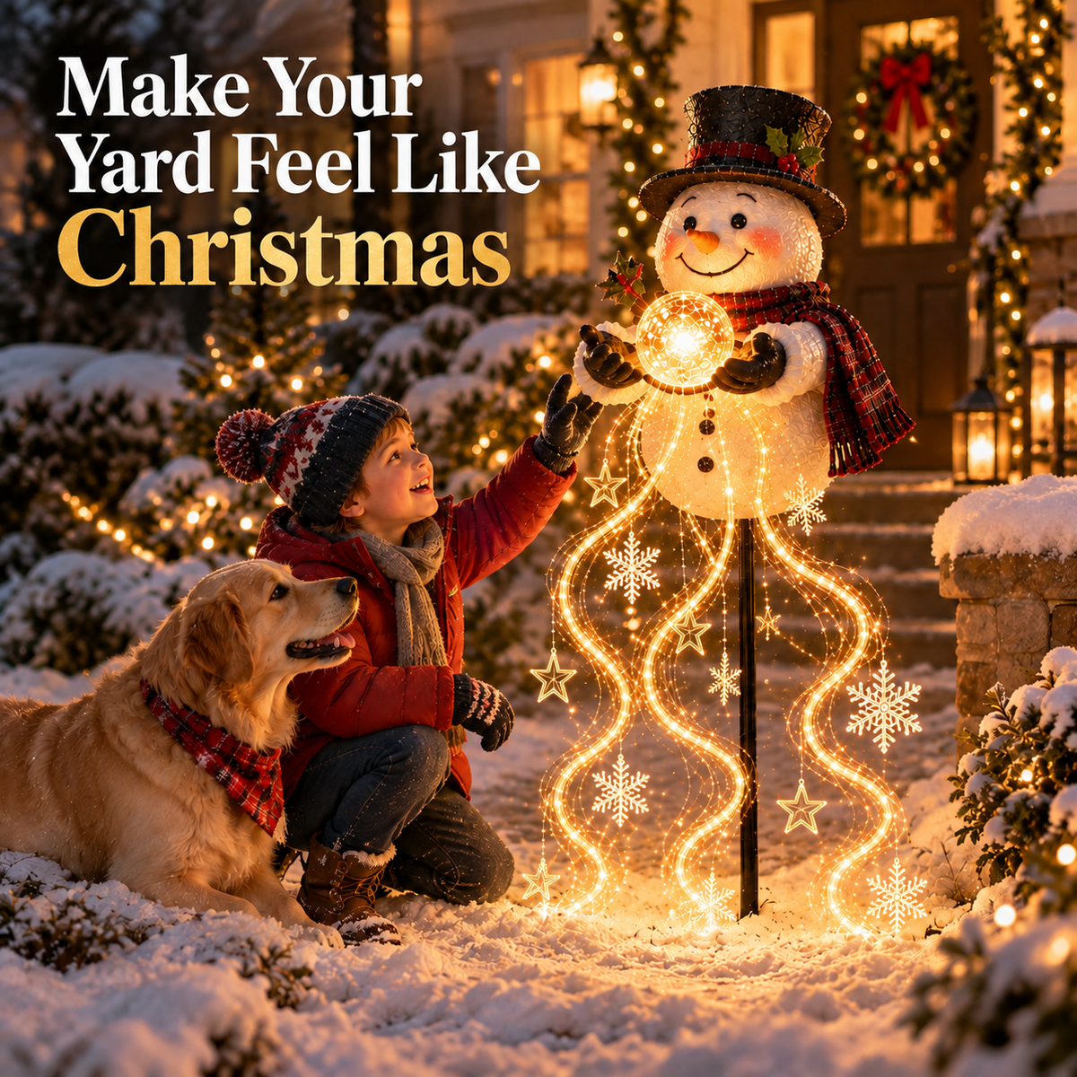 🎄50% OFF🎄Snowman Magic Fountain-Flowing Snowflake LED Christmas Garden Light