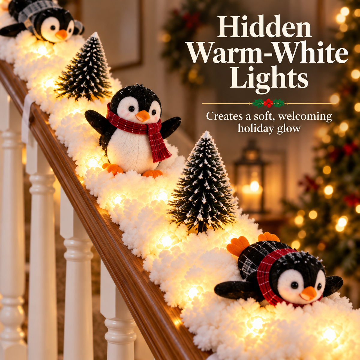 🔥Light-Up Penguin Christmas Stair Decor🔥