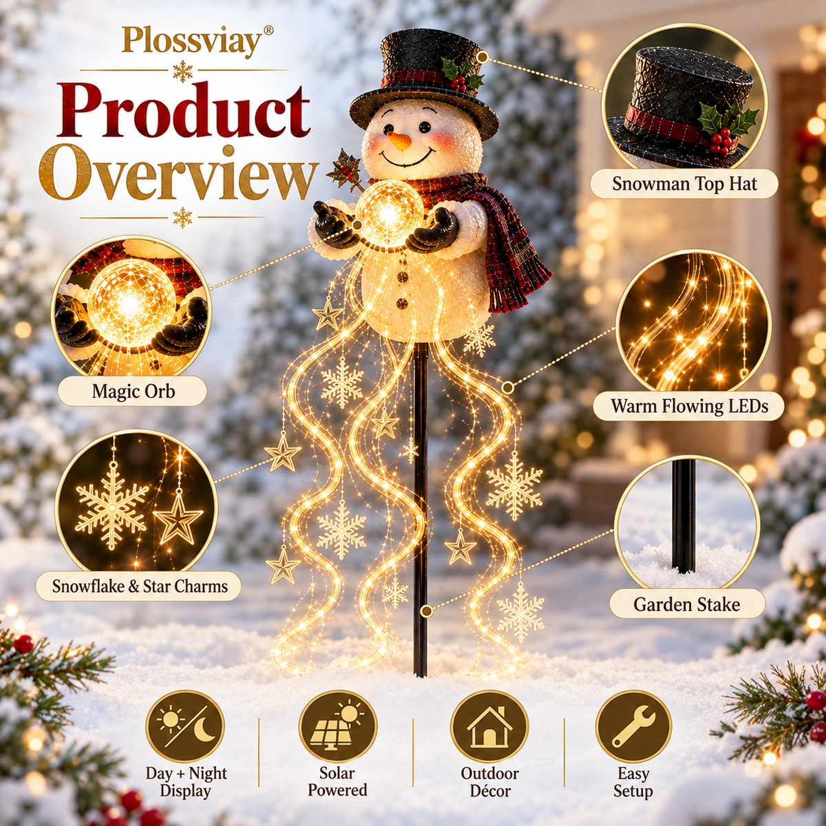 🎄50% OFF🎄Snowman Magic Fountain-Flowing Snowflake LED Christmas Garden Light