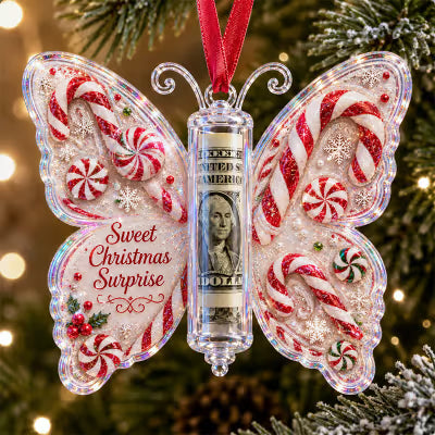 🦋 Christmas Cash Gift Butterfly Ornament – Holiday Money Holder Keepsake 💵