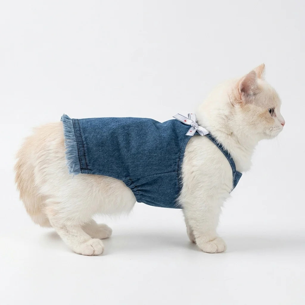 Denim Pet Dress – Casual Dog & Cat Outfit