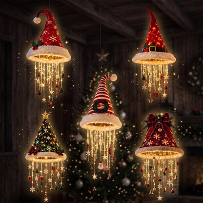 🔥Today 49% OFF🎅 Lighted Santa Hat Hanging Chandelier 🎄