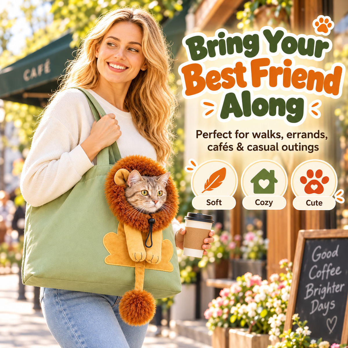 🦁Little Lion Tote  – Made for Pet Lovers🐱