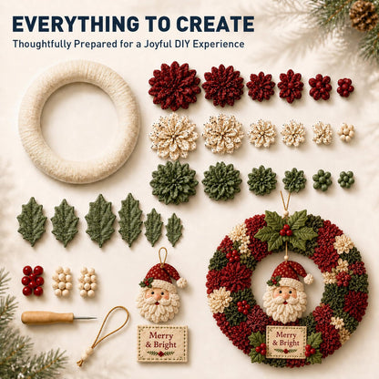 🎄 LAST DAY 50% OFF ✨ Make A Christmas Wreath You'll Be Proud To Display ❤️ 3D Fabric Poke DIY Kit With Tutorial & Guide Included