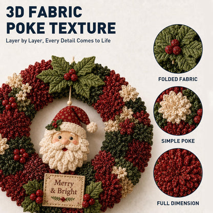 🎄 LAST DAY 50% OFF ✨ Make A Christmas Wreath You'll Be Proud To Display ❤️ 3D Fabric Poke DIY Kit With Tutorial & Guide Included