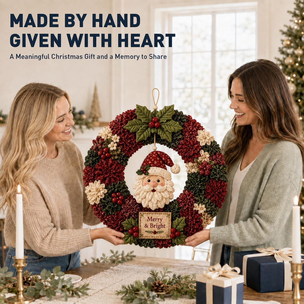 🎄 LAST DAY 50% OFF ✨ Make A Christmas Wreath You'll Be Proud To Display ❤️ 3D Fabric Poke DIY Kit With Tutorial & Guide Included